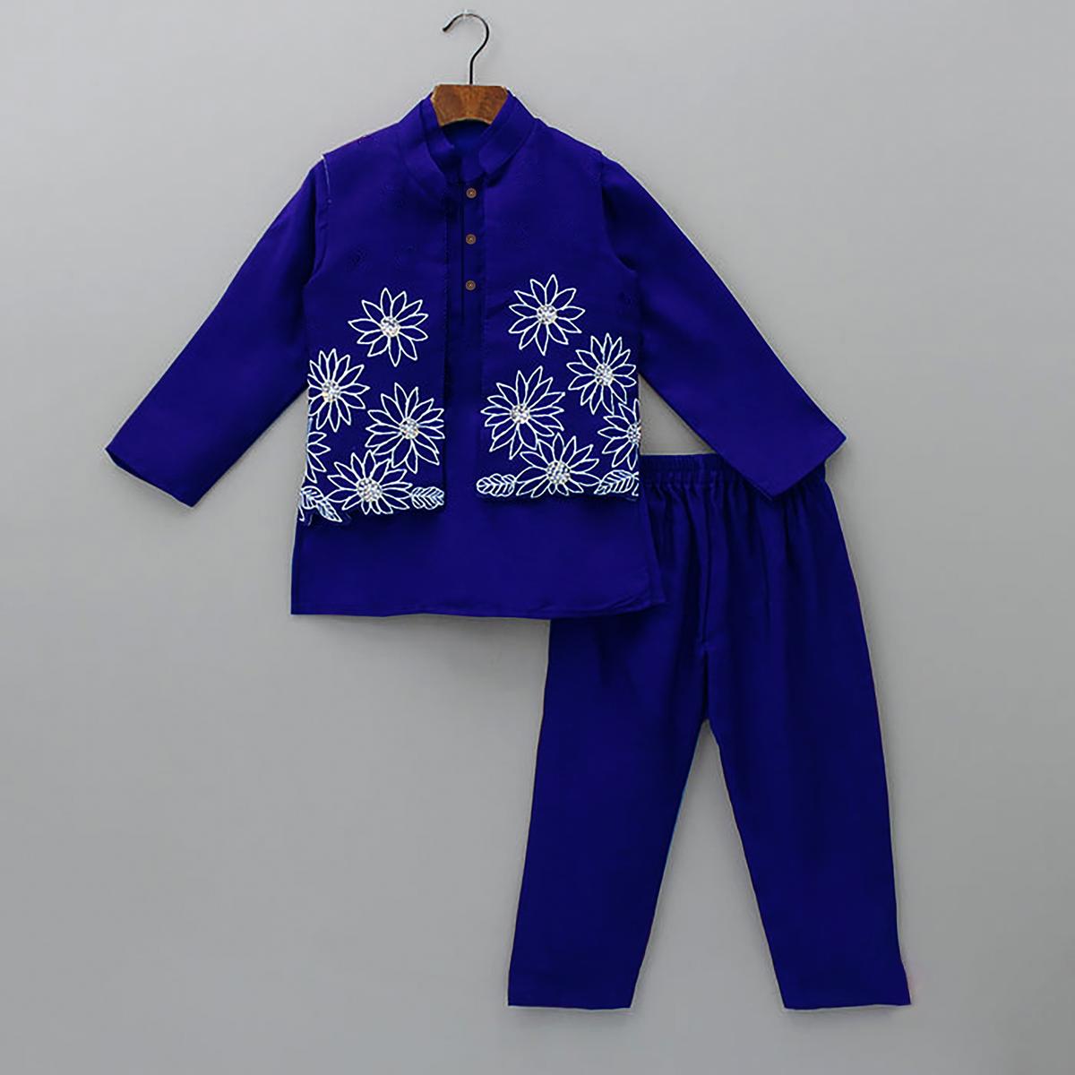 Blue Panjabi Paijama koti
