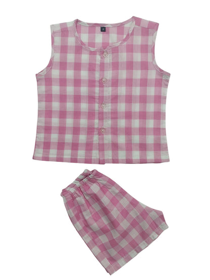 Pink Check voile shirt with matching pant