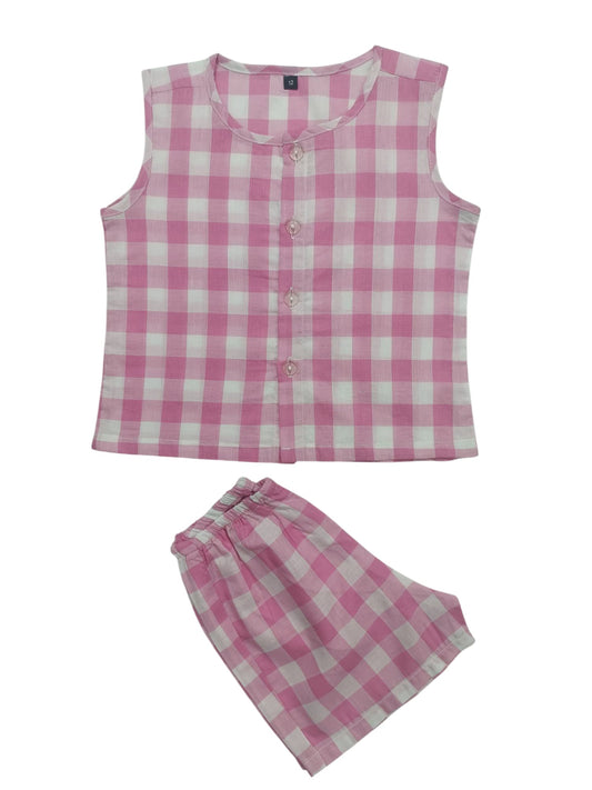 Pink Check voile shirt with matching pant